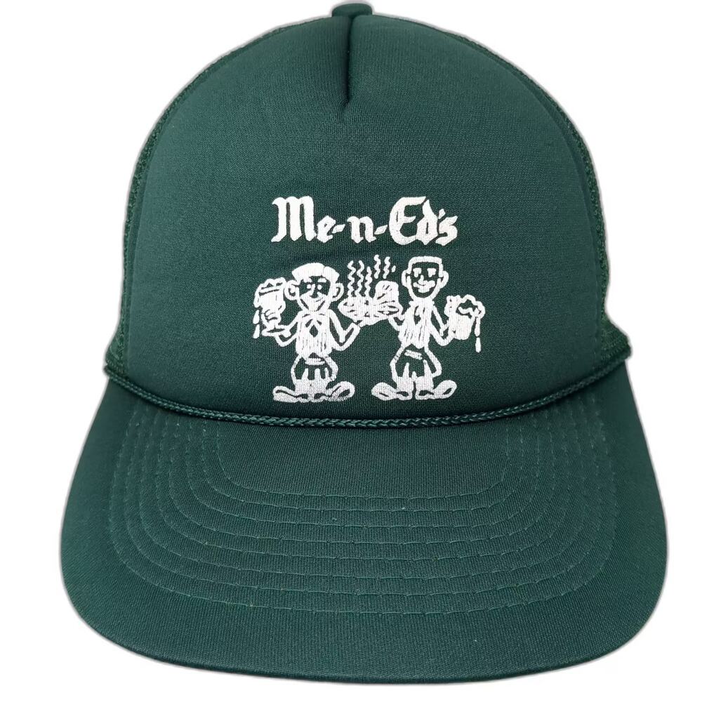 Cameo Me-n-Ed's Pizza Beer Green One Size Trucker Hat Adjustable Mesh Foam Rope
